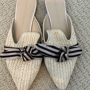 Cupcakes and cashmere Striped Bow Cream Mules